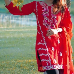 Kurta & Scarf Red